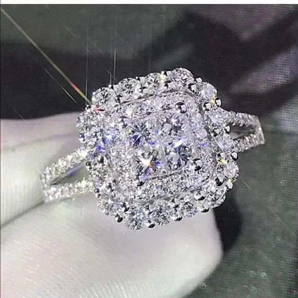 WEEKEND SALE* Stunning Pave White Sapphire Ring - Picture 3 of 8